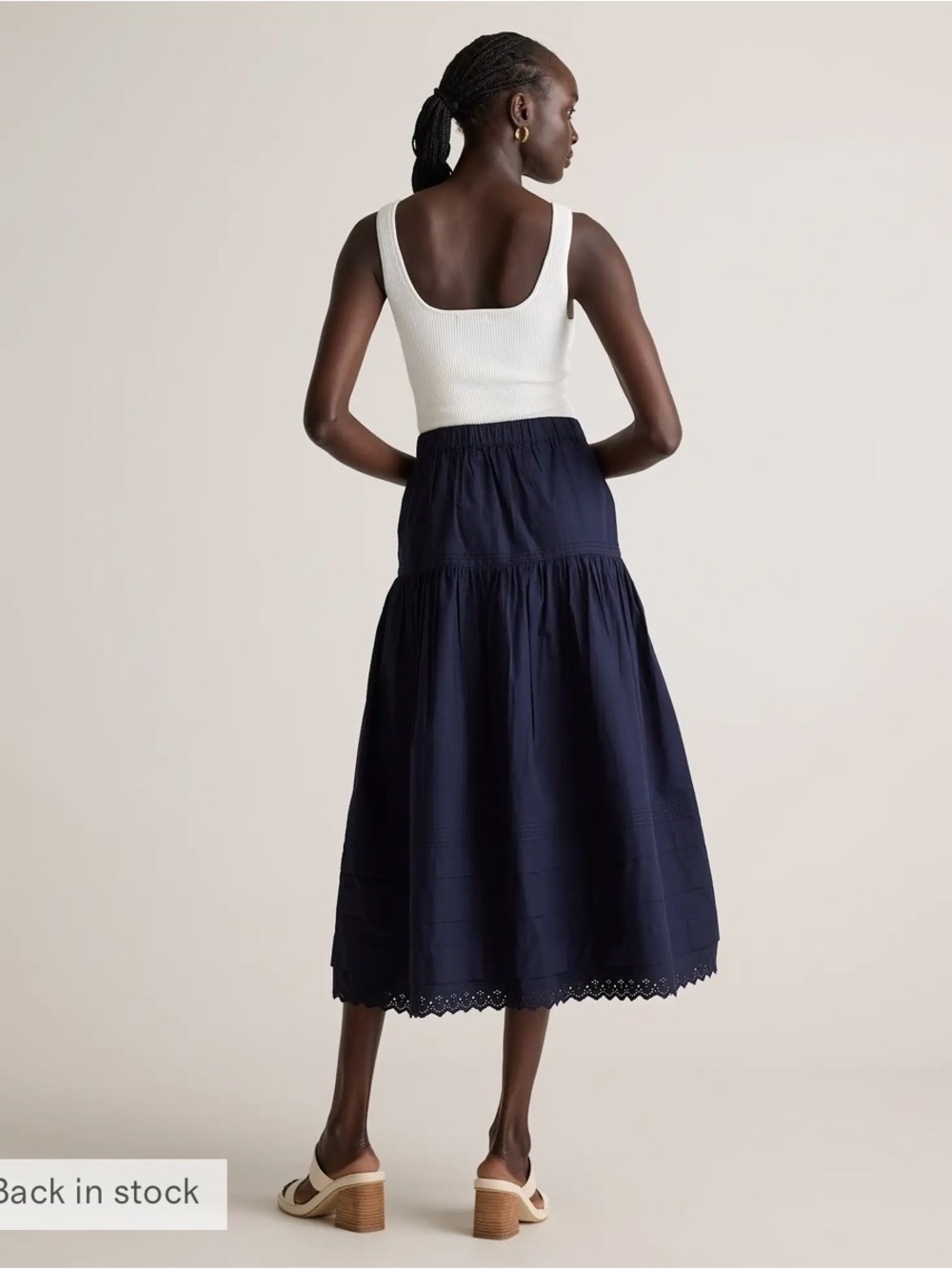 Quince 100% Organic Cotton Poplin Pintuck Maxi Skirt in Navy Blue Size XL. NWT - Picture 5 of 14